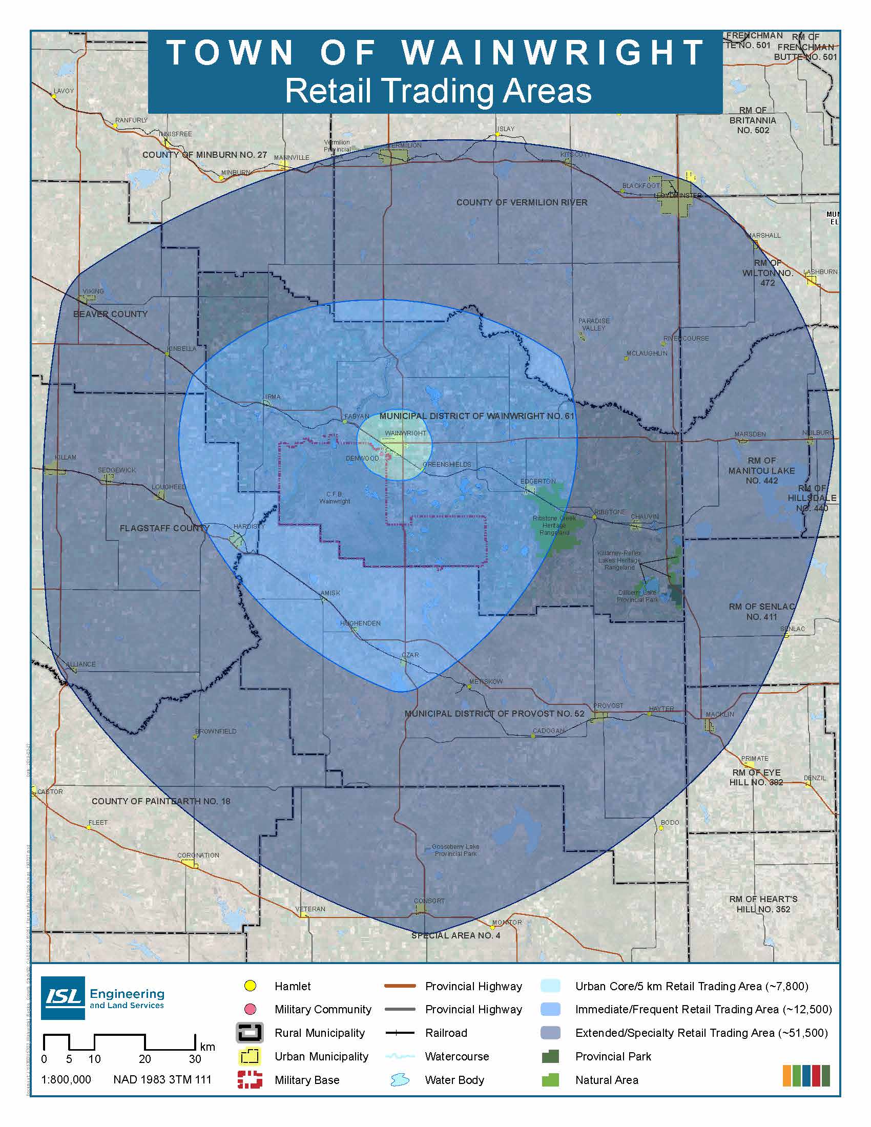 Town of Wainwright Retail Trading Area Map