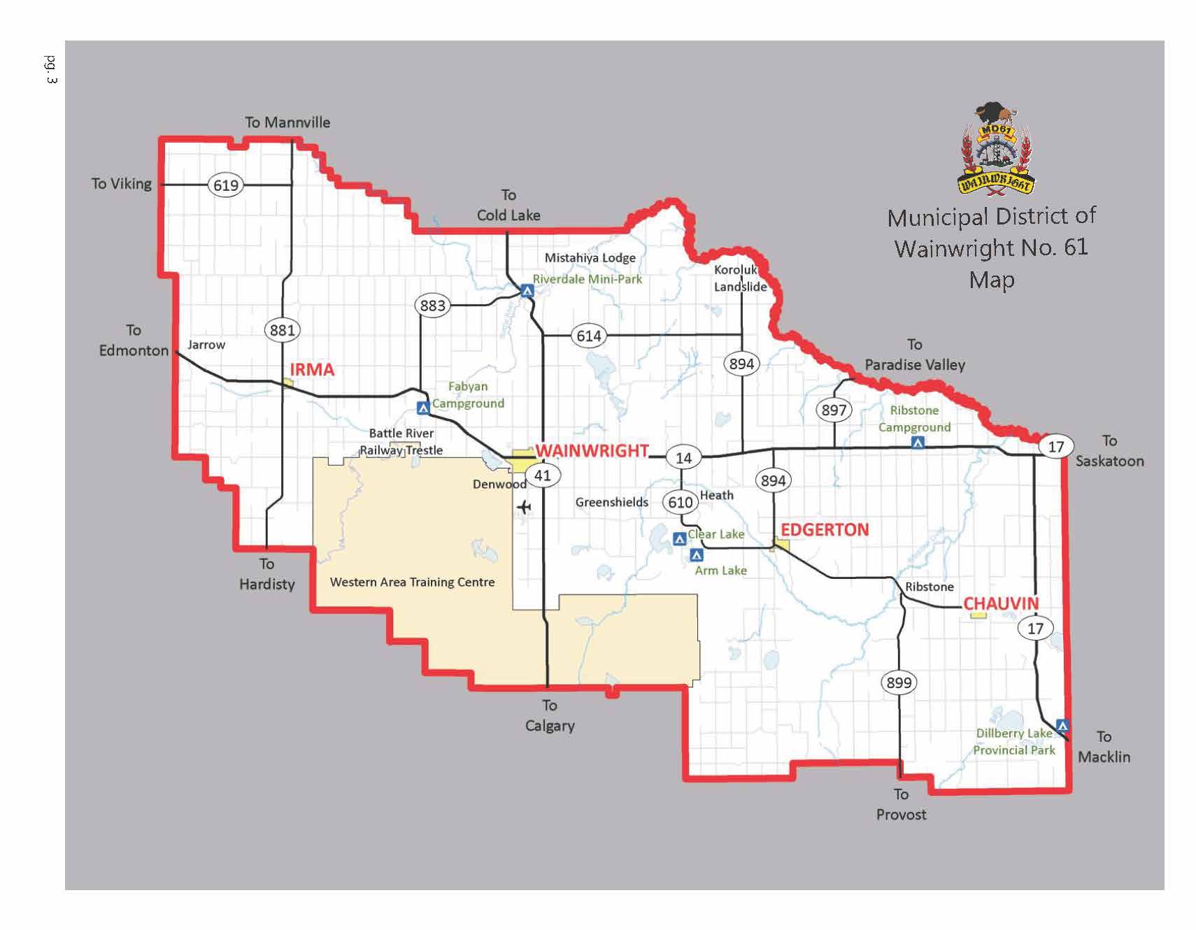 Municipal District of Wainwright No. 61 Map